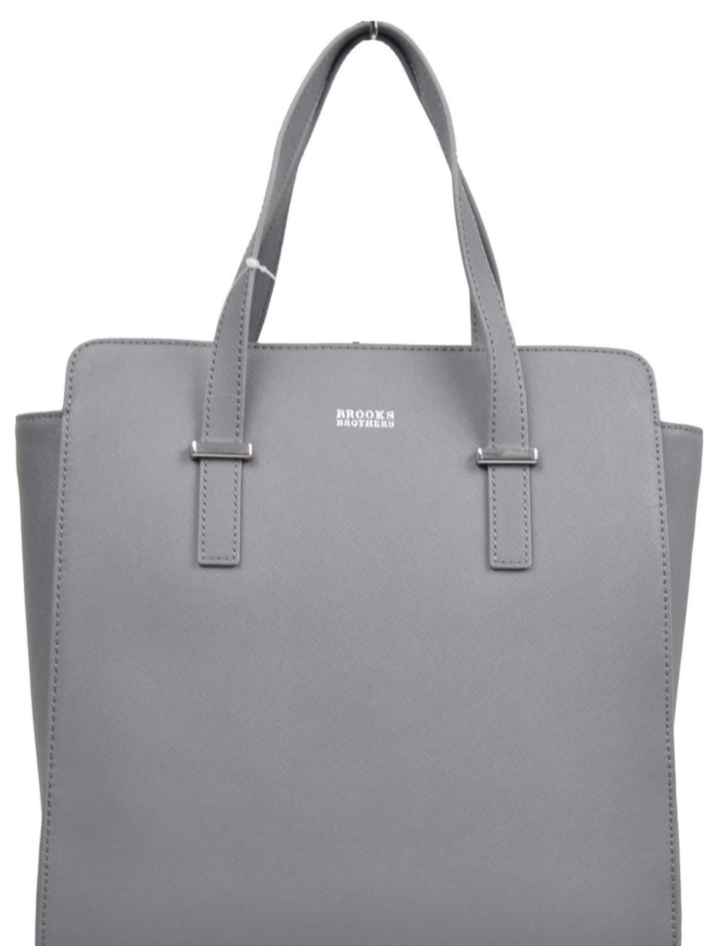 Brooks Brothers Gray Structured Saffiano Leather Tote